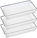 3 Pack Clear Plastic Drawer Organizer Trays, 12" X 6"