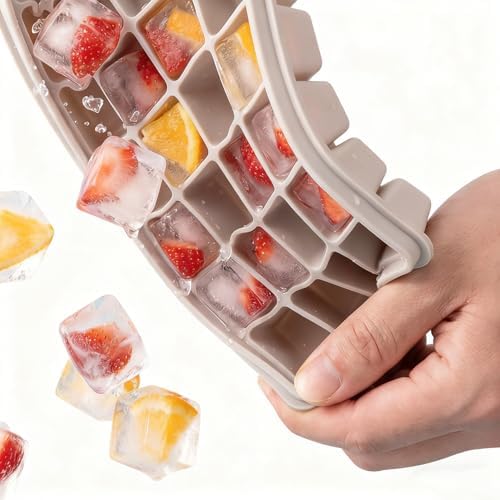 Silicone Ice Cube Trays with Lid, 4 Pack Easy Release Stackable Ice