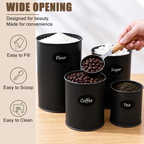 Canisters Sets for Kitchen Countertop 4 PCS Airtight Metal Containers