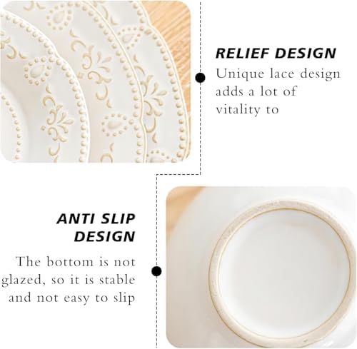 Cappuccino Cups with Saucers, 8oz Ceramic, Set of 4, Arctic White