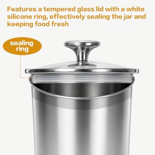 4-Pcs Stainless Steel Airtight Kitchen Canister Set with Glass Lid