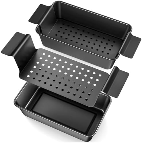 TLAZZ 2 Pack Meatloaf Pan with Drain Tray for Pound Cake Bacon