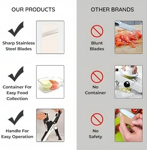 Mandoline Food Slicer with Stainless Steel Blades