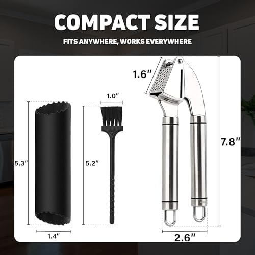 KUYRA Stainless Steel Garlic Press Set