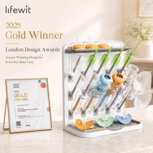 Lifewit Large Baby Bottle Drying Rack 15 Hooks, Newborn Essentials