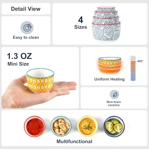 Selamica Ceramic Mini Ramekins, 2 OZ Creme Brulee Ramekins Oven Safe