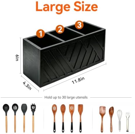 Wooden Kitchen Utensil Holder, Countertop Utensil Organizer Pine