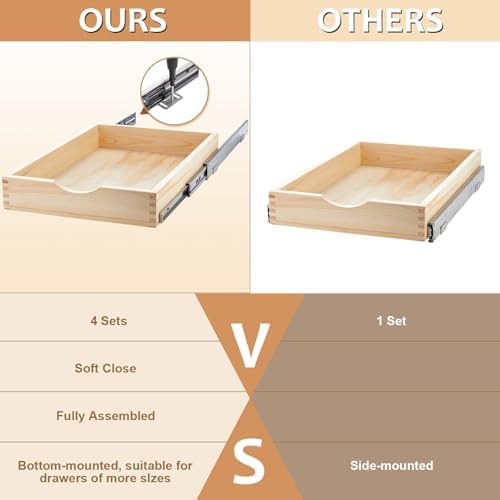 Sintuff 4 Pack Wooden Pull out Tray Cabinet Organizer, 15'' X 21''