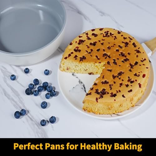 9.5 Inch Round Cake Pan Set of 2,Cast Aluminum Bakeware Ceramic