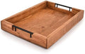 Tray with Metal Handles Acacia Wood Serving Tray Decorative Ottoman