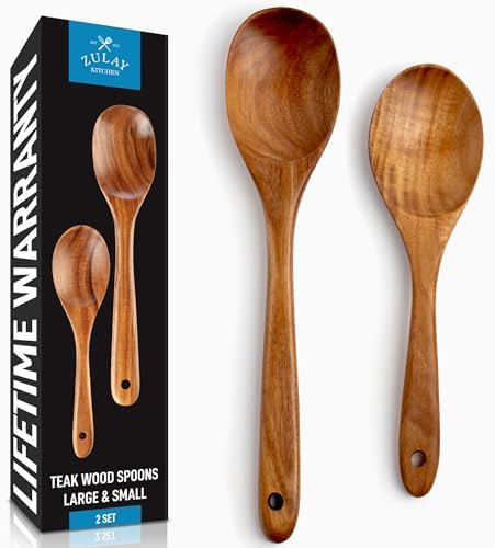 Zulay Kitchen Teak Wood Utensil Set