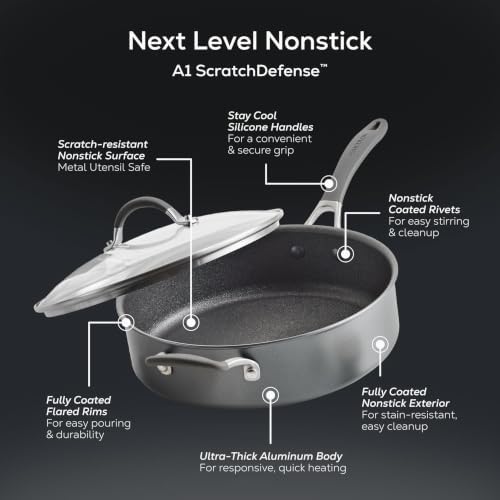 Circulon A1 Series Nonstick Induction Sauté Pan with Lid, 5-Quart