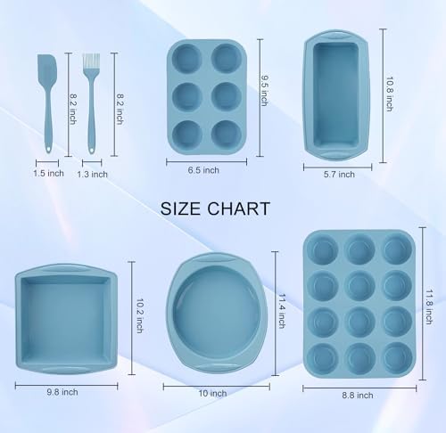 7in1 Silicone Bakeware Baking Set, Kitchen Bake Pans Molds Tray for