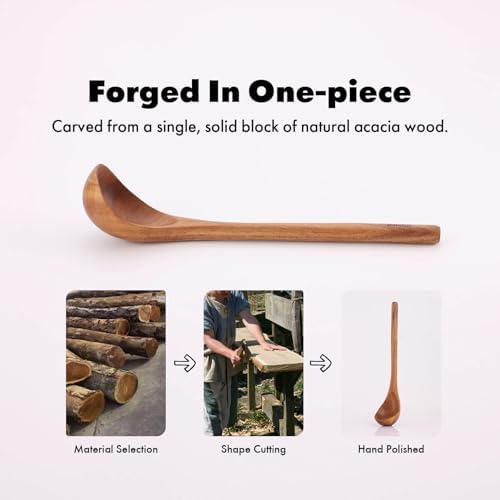 Acacia Wood Utensils Set - Handmade Wooden Spoons for Cooking, 6-Piece