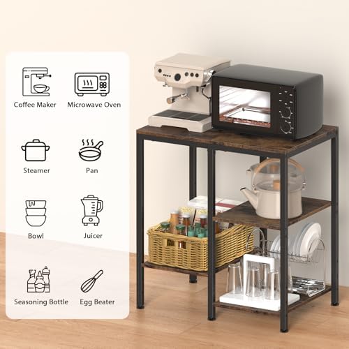OGEMXU 4-Tier Adjustable Microwave Cart, Brown