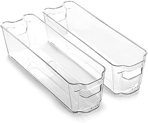 BINO Small Stackable Storage Bins, 2 Pack, Clear Plastic