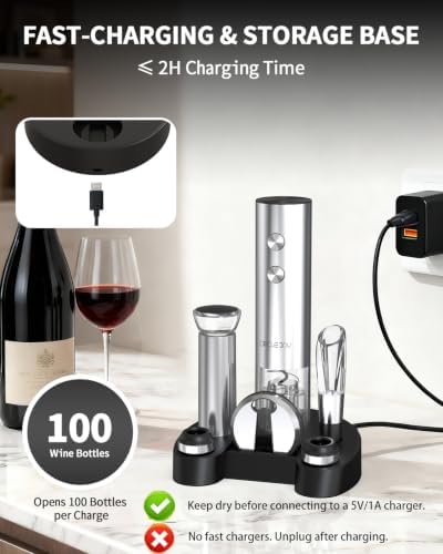 CIRCLE JOY Electric Wine Bottle Opener Set Stainless Steel