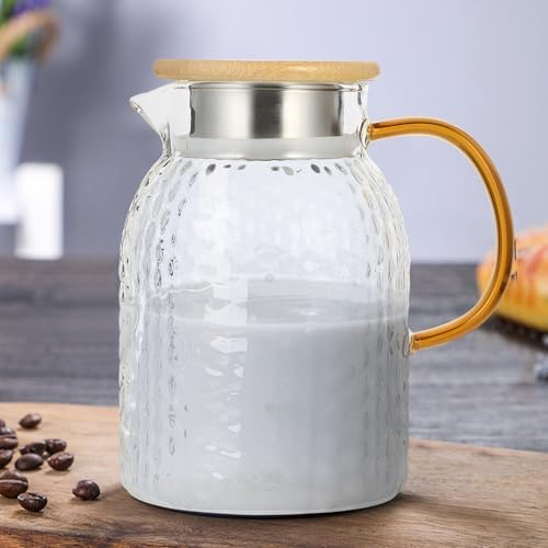 Glass Water Pitcher with Lid, Large Capacity Carafe