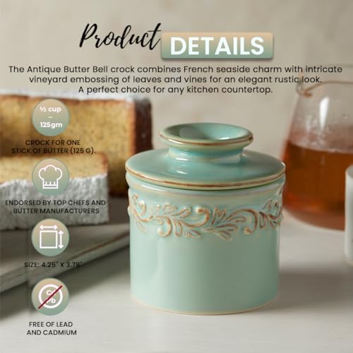 Butter Bell Crock by L. Tremain French Ceramic Butter Keeper, Sea