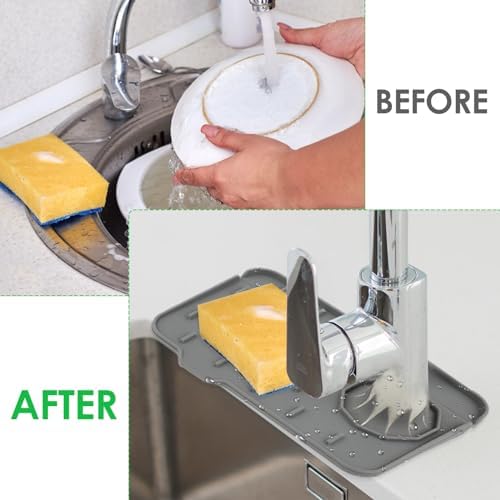 Dimeho Sink Faucet Splash Guard Mat Silicone Soap Dish Pad Faucet