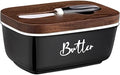ALELION Black Butter Dish with Lid and Knife for Countertop - Airtight