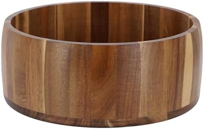Elama 9.75 x 4 Inch Straight Sided Acacia Wood Salad Bowl, Large