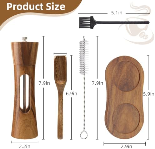 2 Pack Wooden Salt and Pepper Grinder Set, 8 Inch
