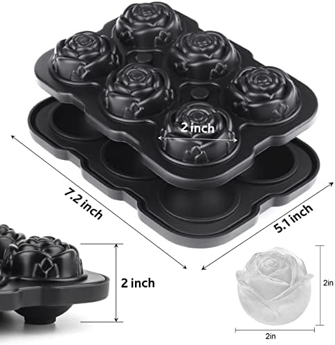 Ice Cube Tray, Mikiwon Rose 2 Inch Ice Mold with Lid