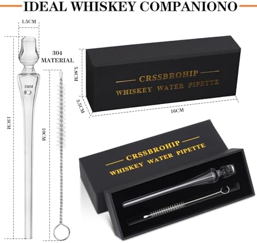 Whiskey Glass Water Pipette,Precision Whisky Dilution Tool,Glass