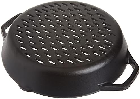 Lodge Pre-Seasoned Cast Iron Round Grilling Basket, 12 Inches