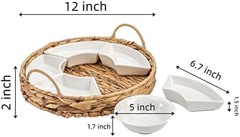 AVLA Ceramic Divided Serving Dishes, Porcelain Relish Tray, Party