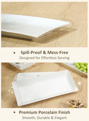Porcelain Rectangular Dinner Platters, 9.75 Inch Rectangle Serving