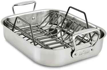 All-Clad Specialty Stainless Steel Roaster with Nonstick Rack 11x14 Inch Oven Broiler Safe 600F Roaster Pan, Pots and Pans, Bakeware, Silver