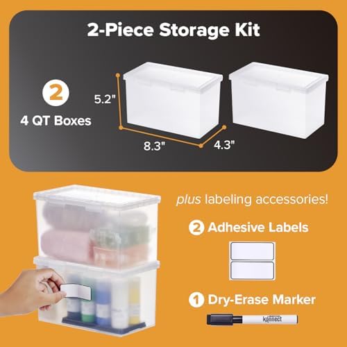 Bostitch Konnect 4 Qt Storage Containers with Lids, 2 Pack