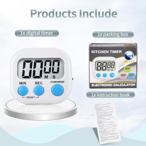6-Pack Magnetic Digital Kitchen Timers, Multicolor