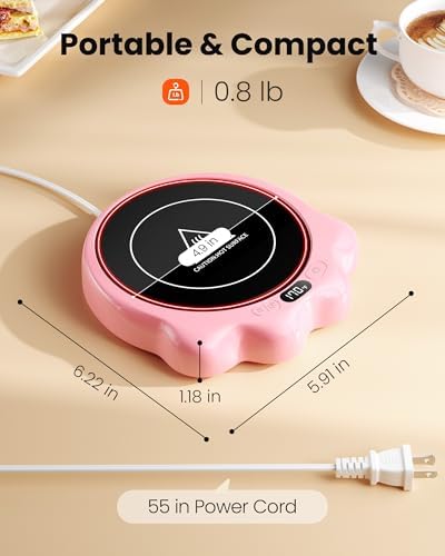 Gaiatop Mug Warmer, 50W Cute Cat Paw Cup Warmers, Heated Plate - Pink