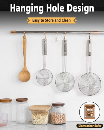 Enhanced Version Stainless Steel Spider Strainer Skimmer Ladle, Set of