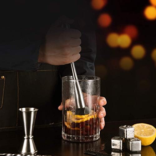 Stainless Steel Muddler for Cocktails,Mixing Spoon and Measuring