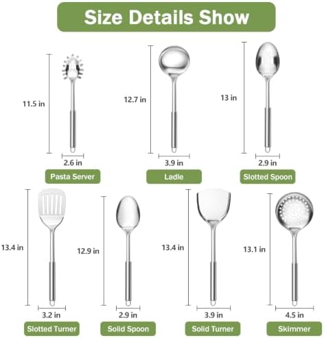 P&P CHEF Stainless Steel Cooking Utensils Set, 7 Pieces Kitchen