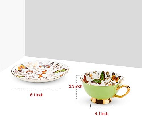LURRIER Coffee Cup Mug with Saucer for Latte, Cappuccino Tea with