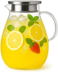 Glass Pitcher with Lid, 1 Gallon / 128oz Glass Water Jug for Hot and