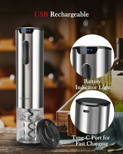 Electric Wine Opener Tomentific, Rechargeable Automatic Wine Corkscrew