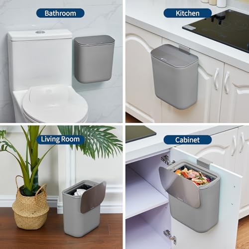 2.4 Gallon Stainless Steel Hanging Trash Can with Lid