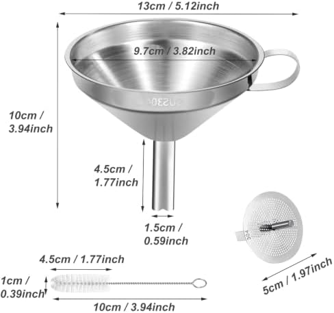 Stainless Steel Kitchen Funnel, 4.3-Inch Food Grade Metal Funnel with