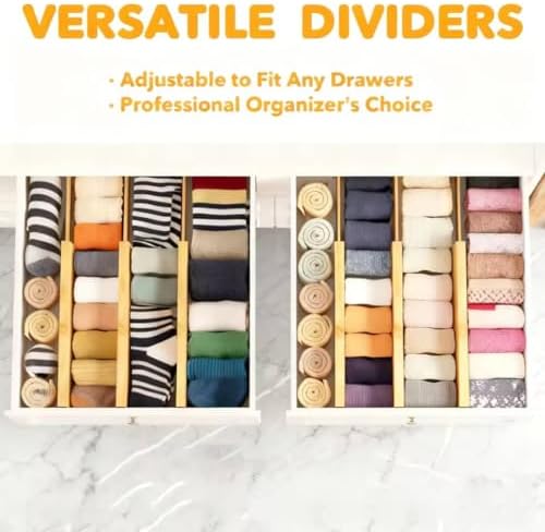 Bamboo Drawer Dividers – Adjustable Expandable Drawer Organizer