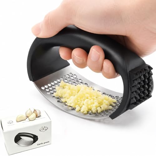 Garlic Press with Soft Ergonomic Handle, Black