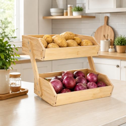 Potato Onion Storage Bins, Wooden Pantry Organizers and Storage