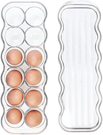 mDesign Stackable Covered Egg Holder, 12 Eggs, Clear