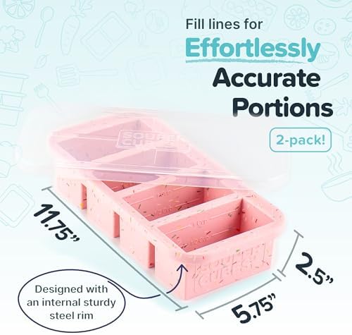 Souper Cubes 1 Cup Silicone Freezer Trays with Lids, Cotton Candy