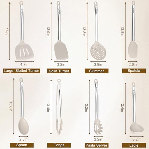 Vayvnt Kitchen Utensil Set, 8PCS, Khaki